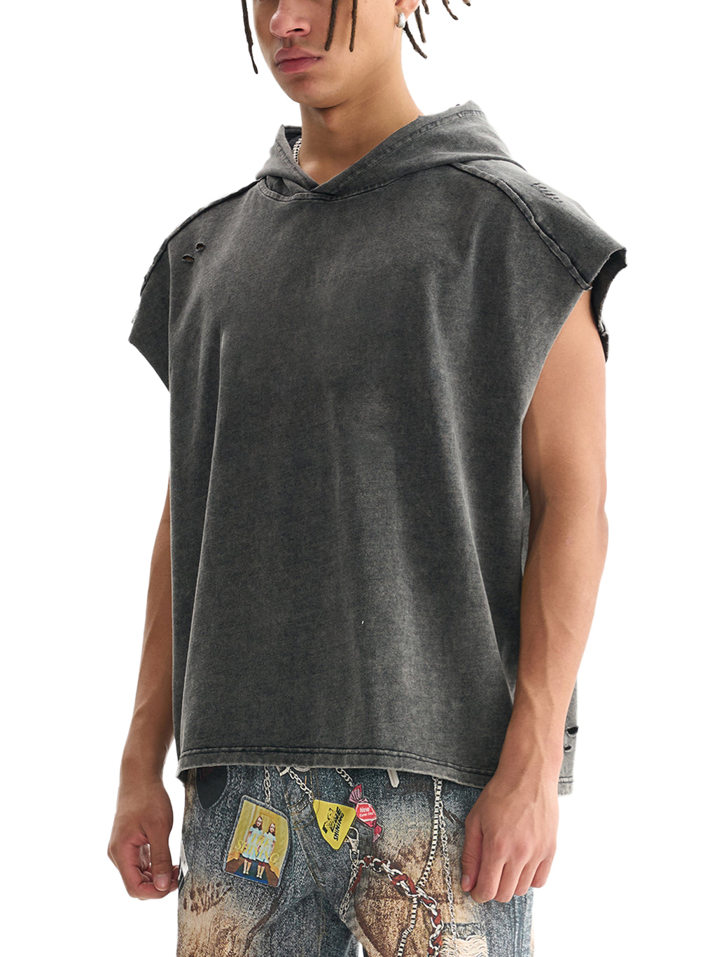 Snow Washed Boxy Hooded Tank Top image 3
