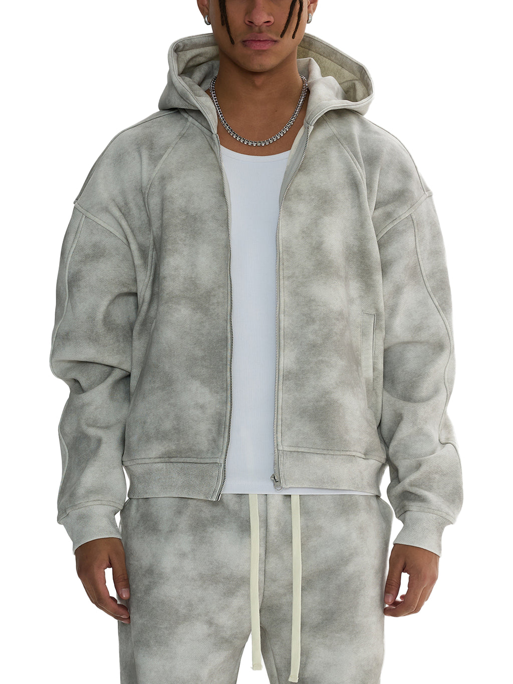 Mana Washed Boxy Zip-up Fleece Hoodie image 2