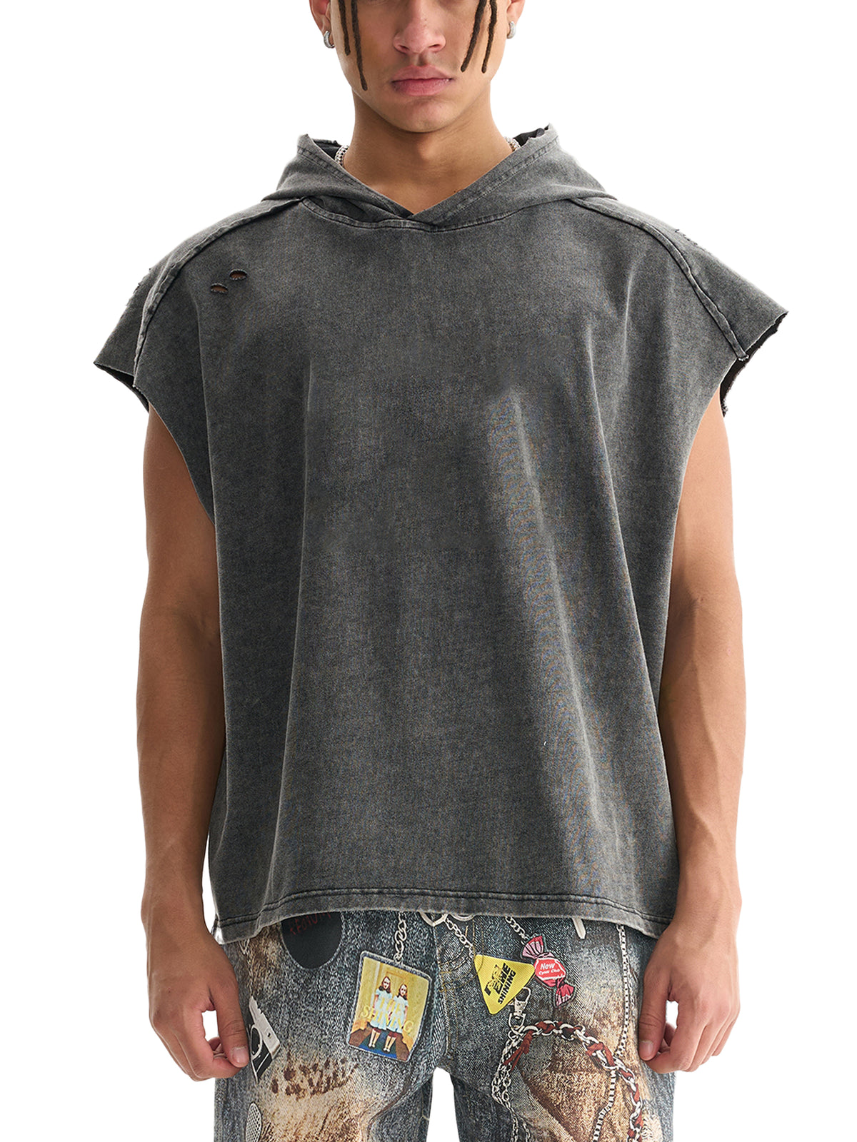 Snow Washed Boxy Hooded Tank Top image 2