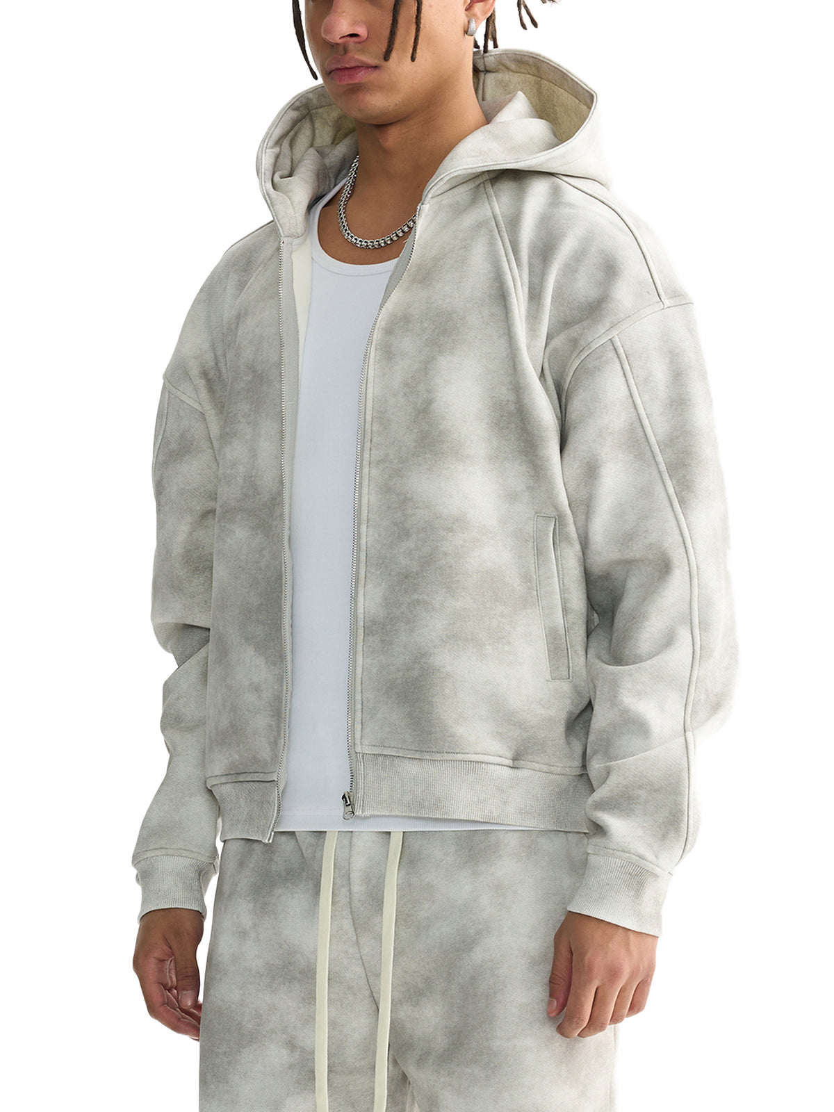 Mana Washed Boxy Zip-up Fleece Hoodie image 3
