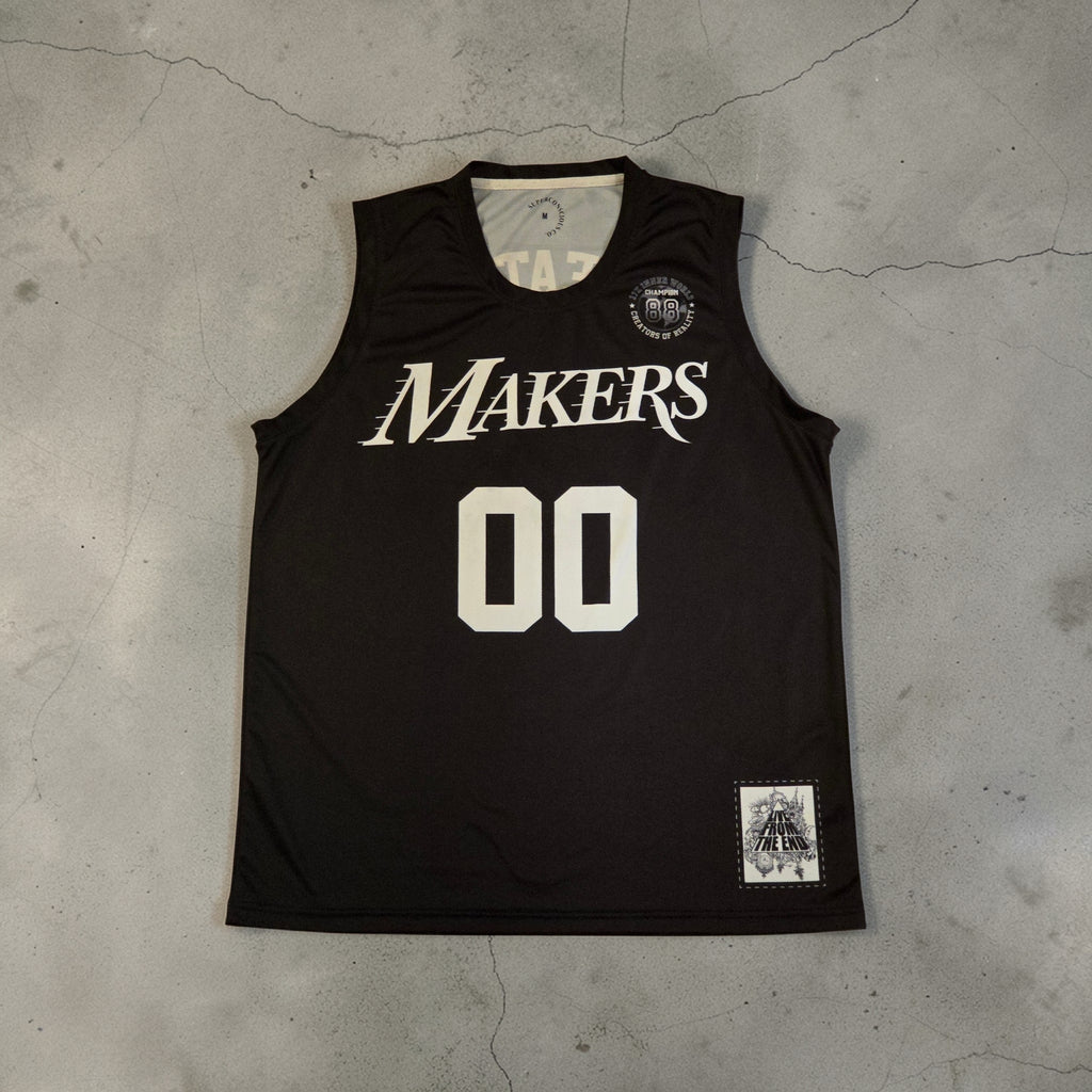 MAKERS BLACK/WHITE PRINT JERSEY