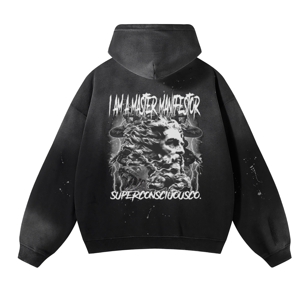 Vintage Wash Frayed Fleece Hoodie - 360 GSM image 0