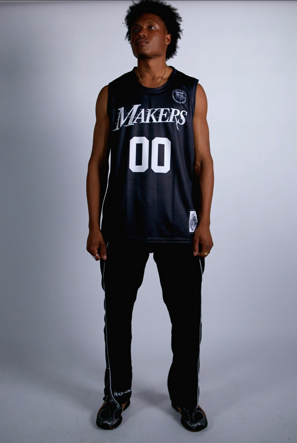 MAKERS BLACK/WHITE PRINT JERSEY