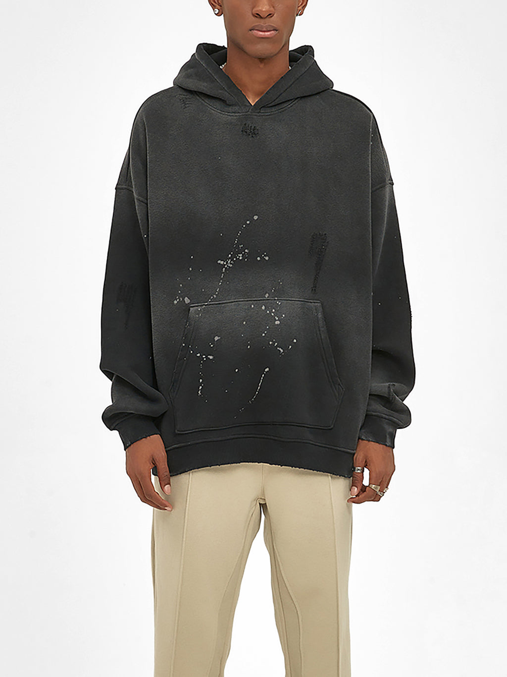 Vintage Wash Frayed Fleece Hoodie - 360 GSM image 5