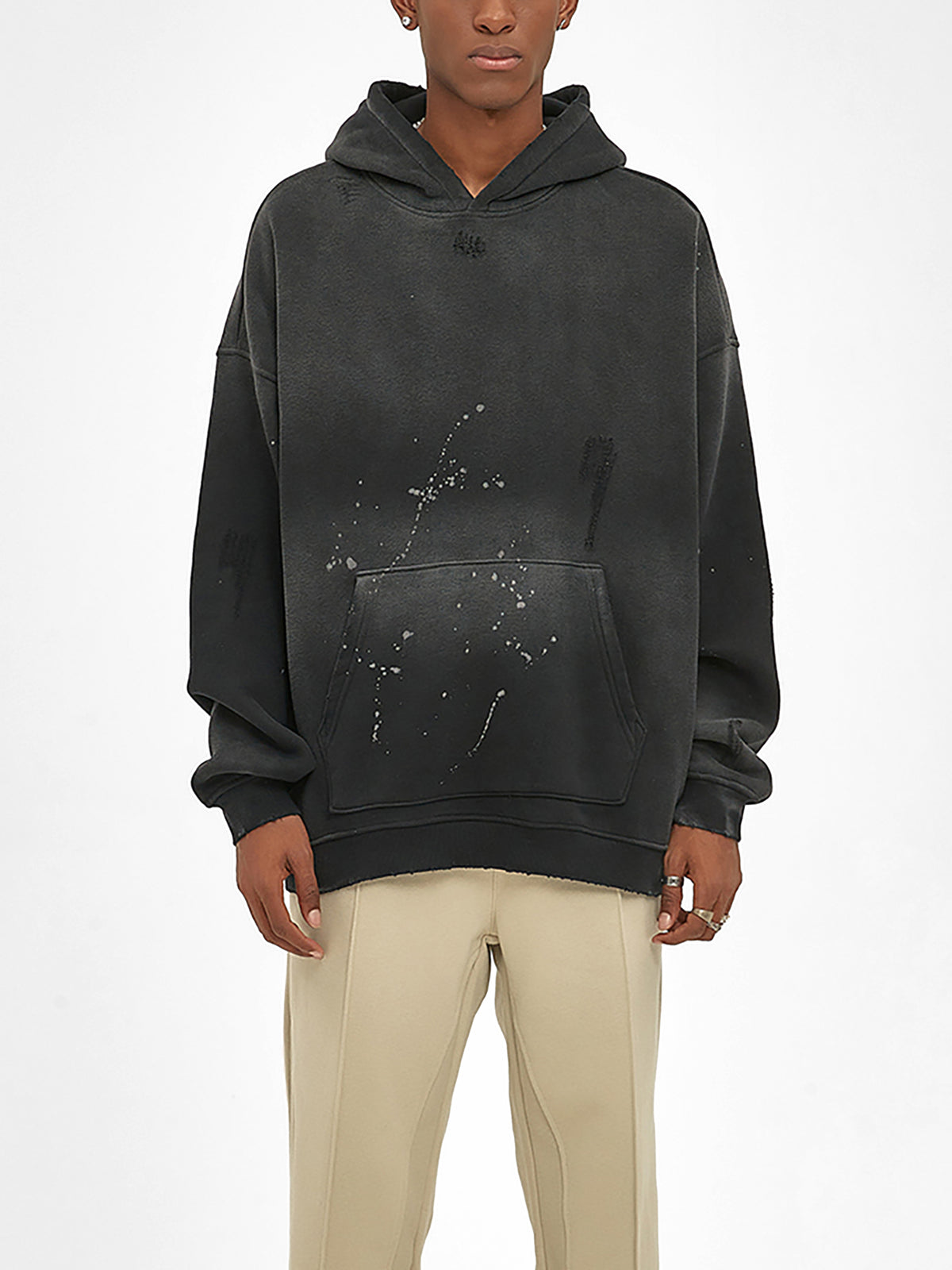 Vintage Wash Frayed Fleece Hoodie - 360 GSM image 5