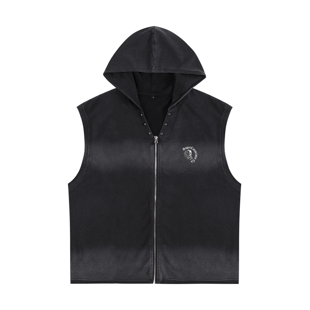 Vintage Washed Zip-Up Hooded Tank Top image 9