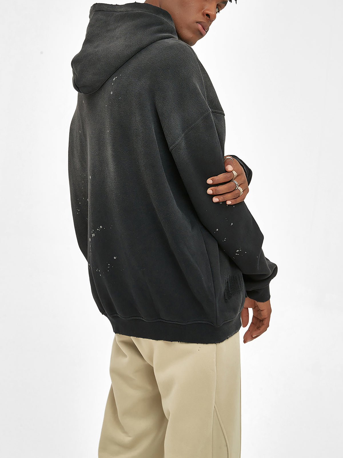 Vintage Wash Frayed Fleece Hoodie - 360 GSM image 9