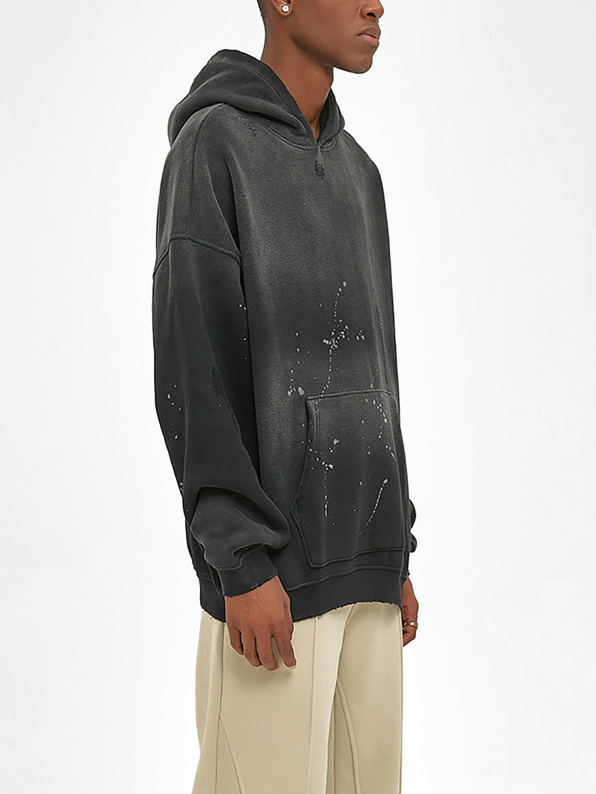 Vintage Wash Frayed Fleece Hoodie - 360 GSM image 8